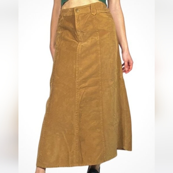 Eddie Bauer Dresses & Skirts - Eddie Bauer Tan Brushed Corduroy Midi Skirt Size 4
